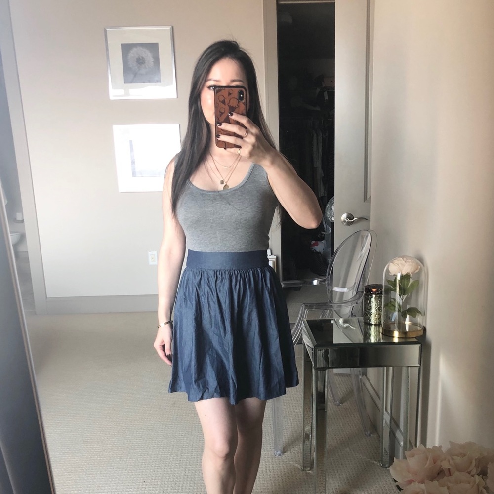 Sold-Grey Cotton Tank Denim Dress